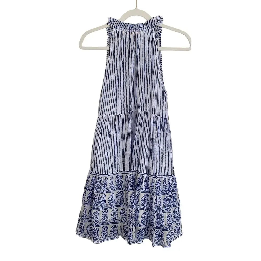 OLIPHANT Tuckerrnuck Mini Sleeveless Dress Sorrento Blue White Stripe M - Picture 5 of 7
